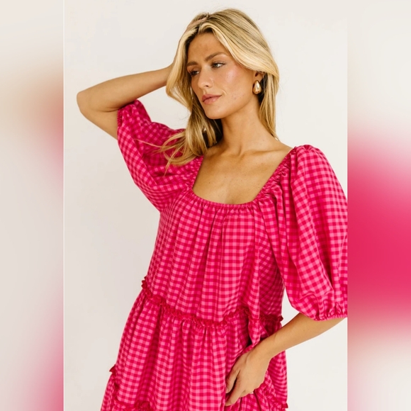 ZOCO EXCLUSIVE  Daymaker Dress Pink Gingham Maxi Dress Size S - Picture 4 of 14